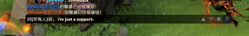 Dota 2 聊天框中回填的英文译文:i’m just a support.